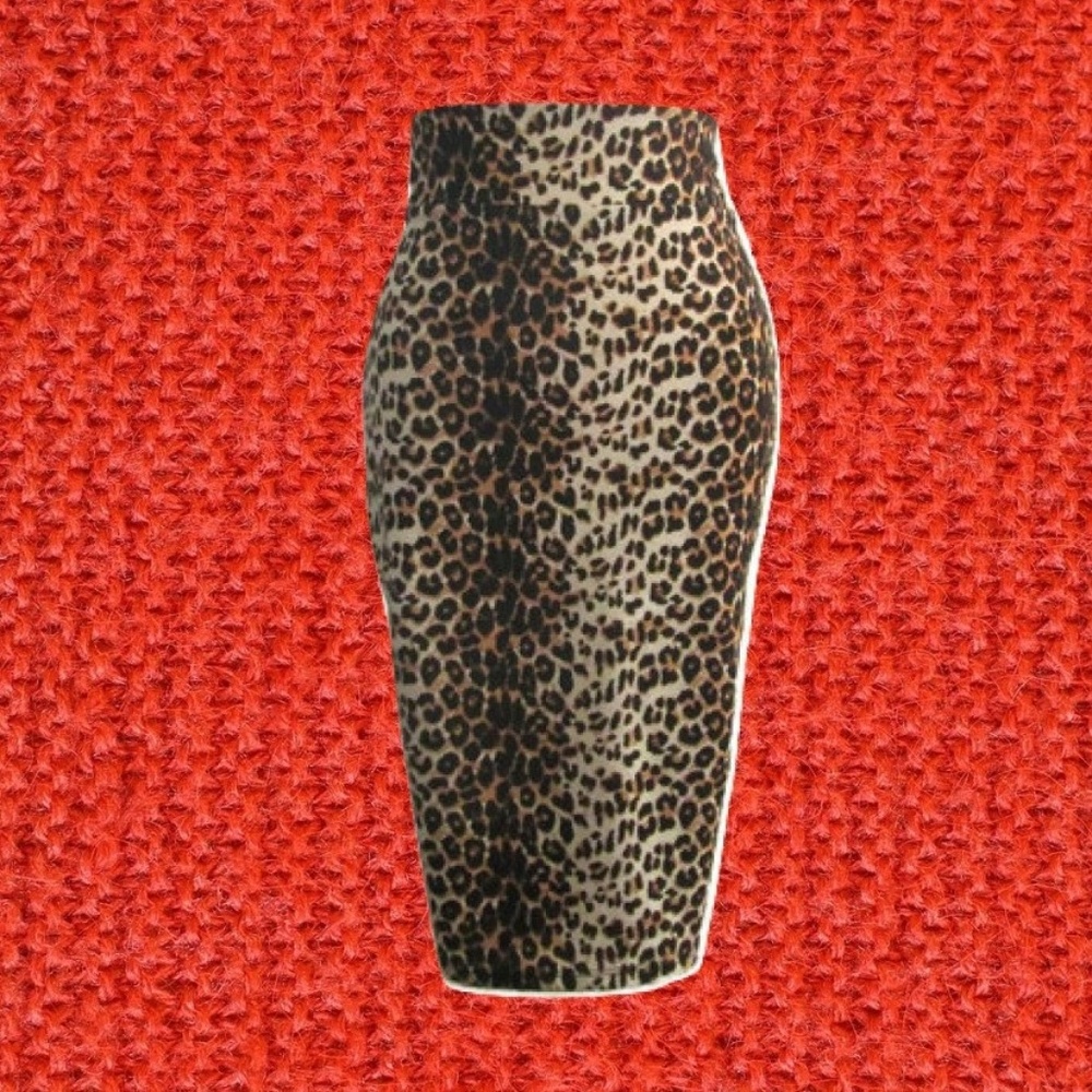 sexy retro rockabilly leopard midi wiggle skirt